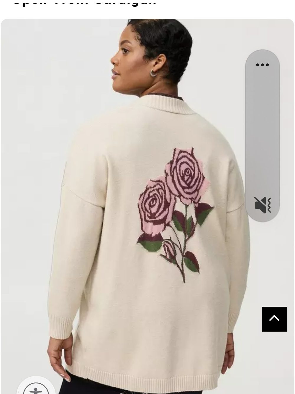 torrid Cream Cardigan with Pink Rose Intarsia